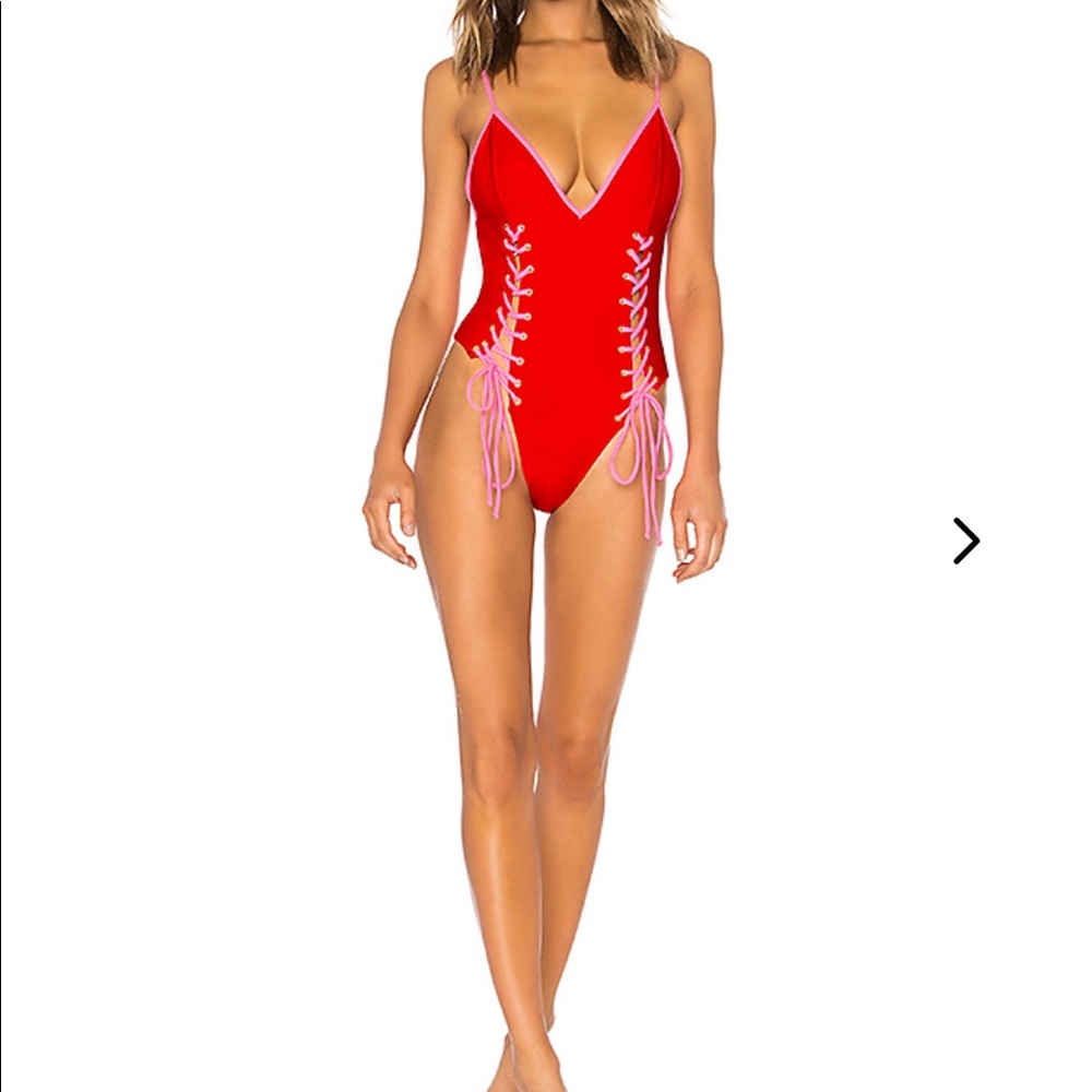 Lovers and friends lace one piece red bikini